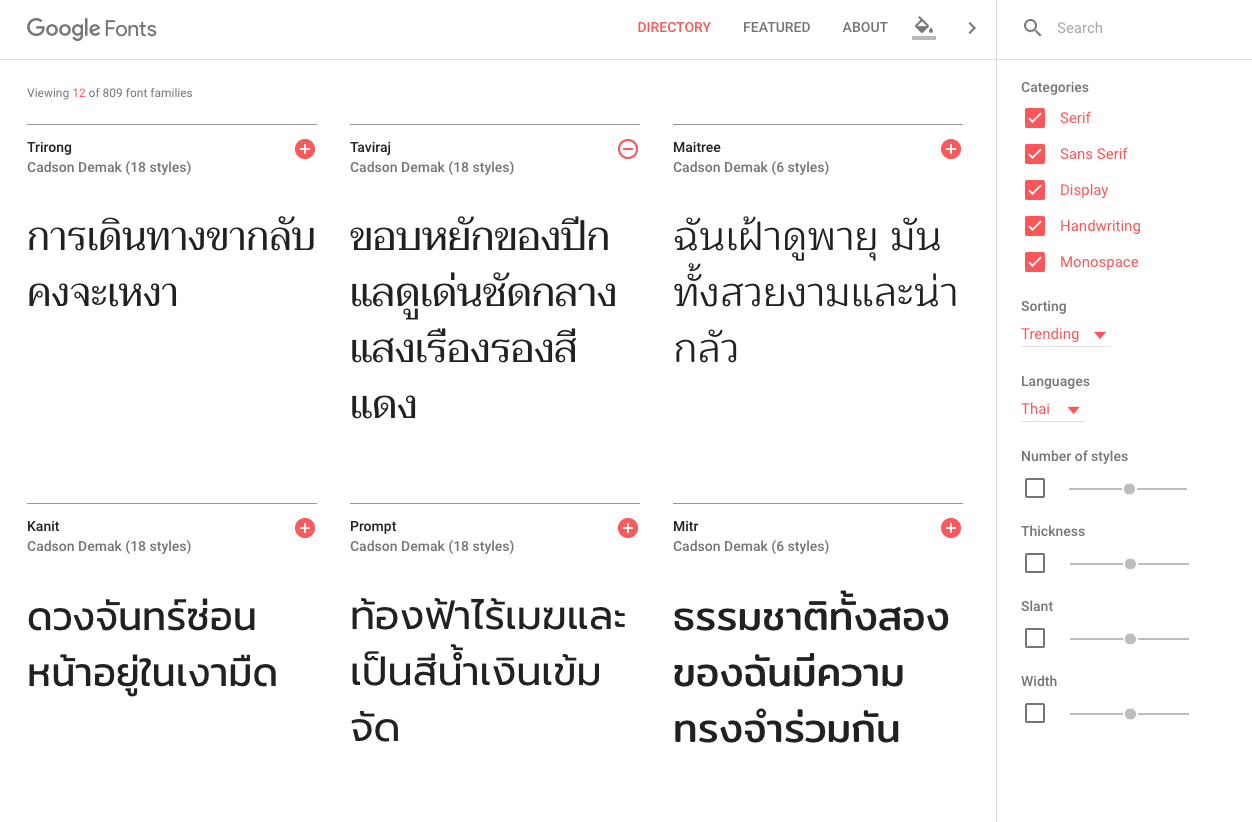 thai google fonts